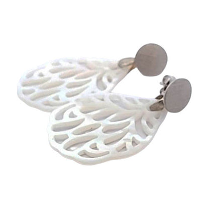 Ohrpendler Perlmutt Blatt klein, weiß  - 1