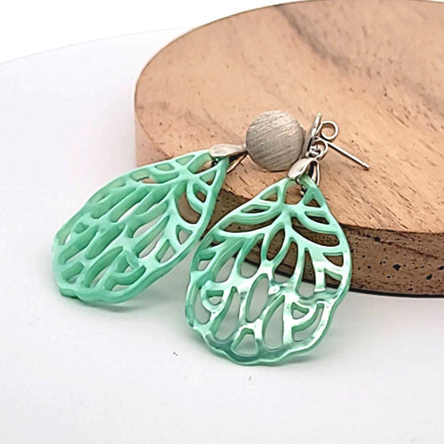 Ohrpendler Perlmutt Blatt klein, mintgrün  - 3