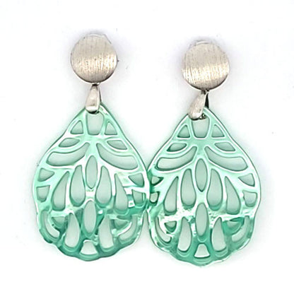 Ohrpendler Perlmutt Blatt klein, mintgrün  - 1