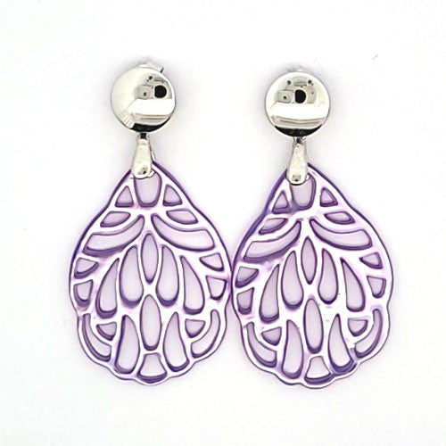 Ohrpendler Perlmutt Blatt klein, lila  - 1