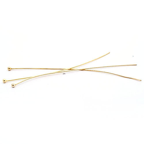 Stifte mit Kugel 0,6/7 cm, Silber vergoldet (10 Stück)  - 1