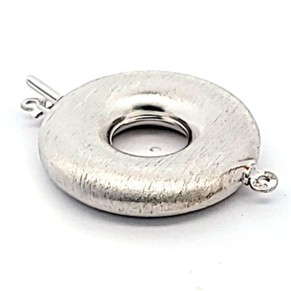 Donut-Schließe rund, silber rhodiniert matt  - 1