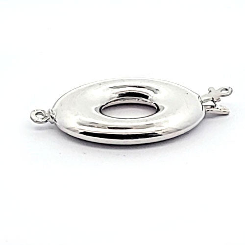 Donut-Schließe oval, silber rhodiniert  - 1
