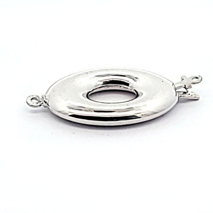 Donut-Schließe oval, silber rhodiniert  - 1