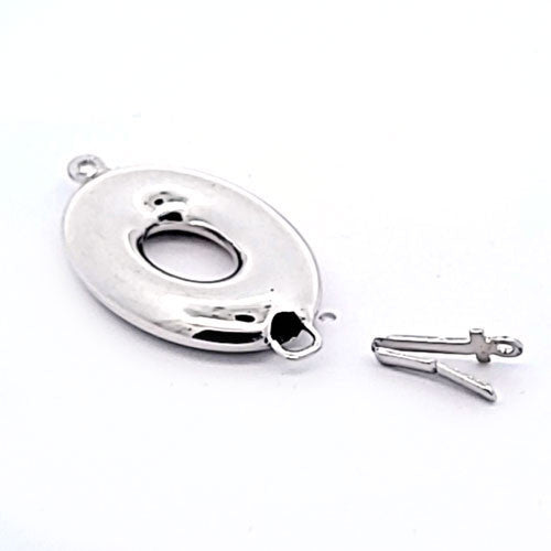 Donut-Schließe oval, silber rhodiniert  - 3