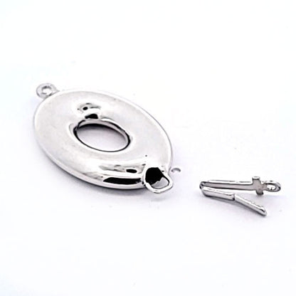 Donut-Schließe oval, silber rhodiniert  - 3