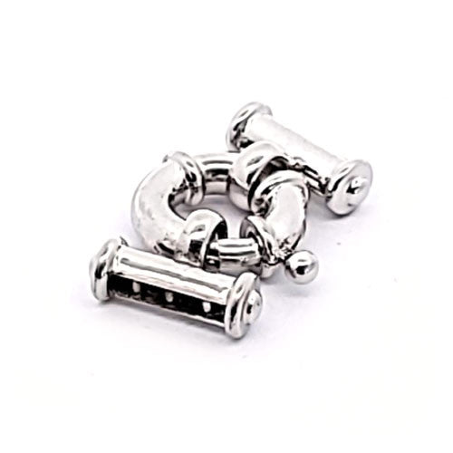 Springring-Schließe mit Steg mehrreihig, silber rhodiniert  - 2