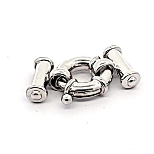 Springring-Schließe mit Steg mehrreihig, silber rhodiniert  - 1