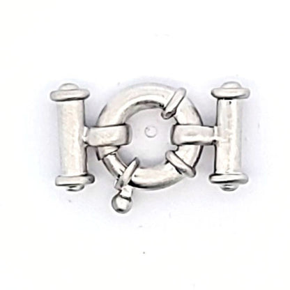 Springring-Schließe mit Steg mehrreihig, silber rhodiniert matt  - 2