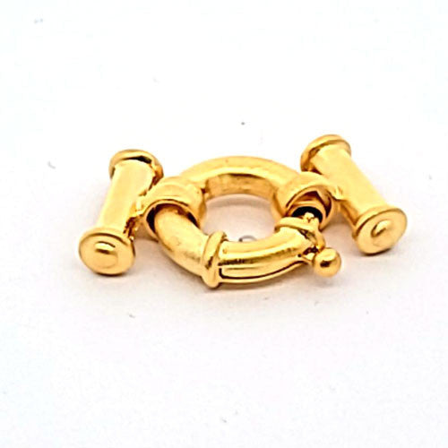 Springring-Schließe mit Steg mehrreihig, silber vergoldet matt  - 1