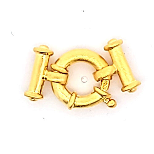 Springring-Schließe mit Steg mehrreihig, silber vergoldet matt  - 2