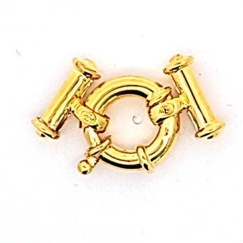 Springring-Schließe mit Steg mehrreihig, silber vergoldet  - 2