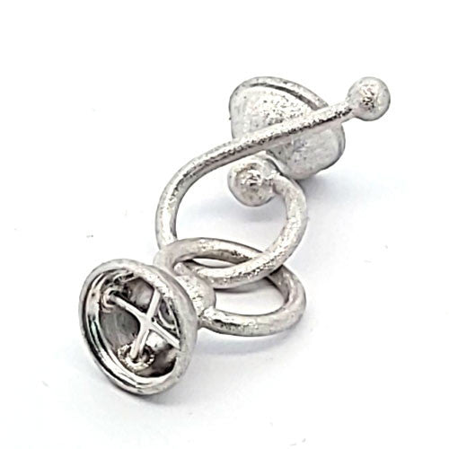 Hakenschließe mit Kappe, rhodiniert matt  - 2