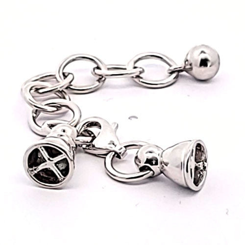 Ketterlschließe mit Kalotten, silber rhodiniert  - 1