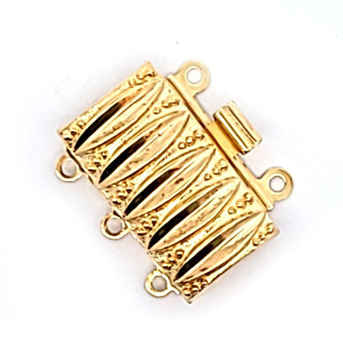 Schmuckschließe Kasten 3-reihig, silber vergoldet  - 2