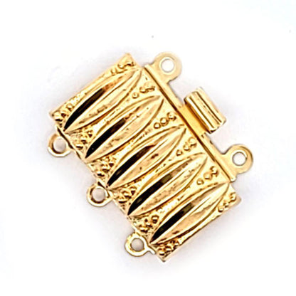 Schmuckschließe Kasten 3-reihig, silber vergoldet  - 2