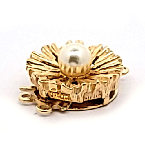 Schmuckschließe mit Perle, silber vergoldet  - 1