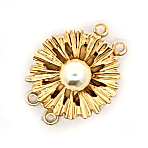 Schmuckschließe mit Perle, silber vergoldet  - 2