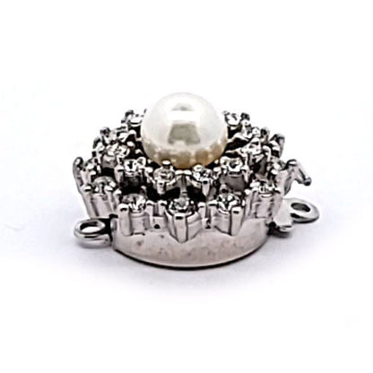 Schmuckschließe mit Perle und Zirkonia, silber rhodiniert  - 2
