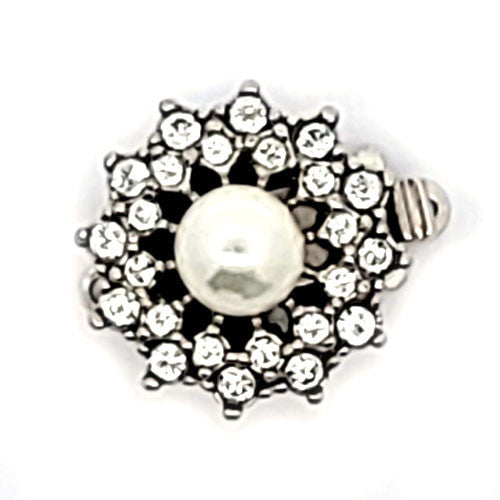 Schmuckschließe mit Perle und Zirkonia, silber rhodiniert  - 3