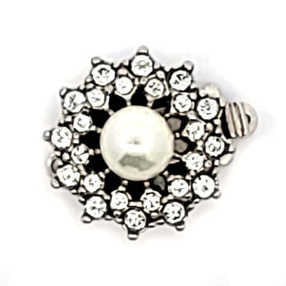 Schmuckschließe mit Perle und Zirkonia, silber rhodiniert  - 3