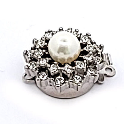 Schmuckschließe mit Perle und Zirkonia, silber rhodiniert  - 1