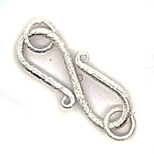 S-Schließe 25 mm mit Ösen, Silber satiniert  - 1