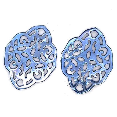 Ohrpendler Perlmutt Ornamental, blau  - 4