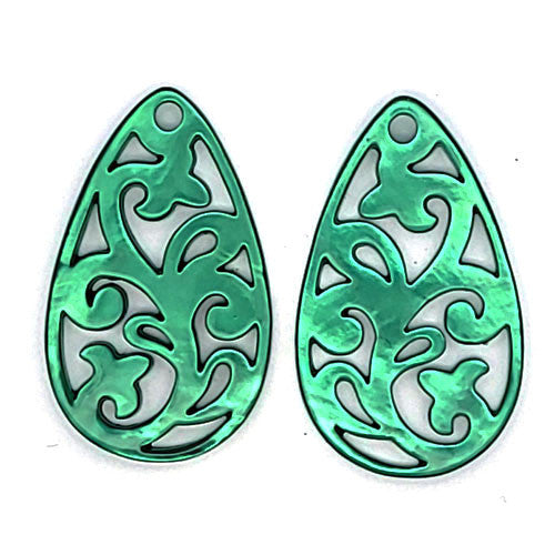 Ohrpendler Perlmutt Tropfen, grün  - 2