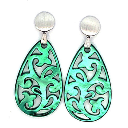 Ohrpendler Perlmutt Tropfen, grün  - 1