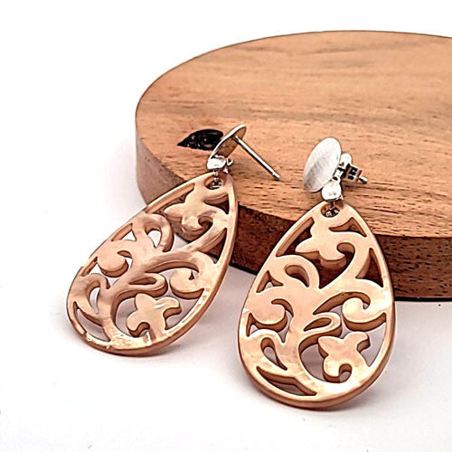 Ohrpendler Perlmutt Tropfen, beige  - 2