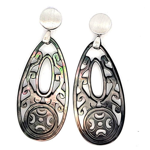 Ohrpendler Perlmutt Tropfen lang, Tahiti  - 2