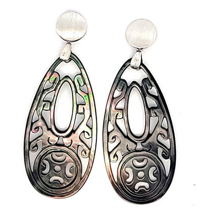 Ohrpendler Perlmutt Tropfen lang, Tahiti  - 2