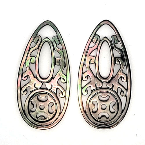 Ohrpendler Perlmutt Tropfen lang, Tahiti  - 3