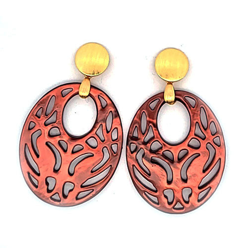 Ohrpendler Perlmutt Oval, braun  - 1