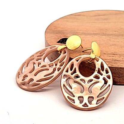 Ohrpendler Perlmutt Oval, beige  - 3