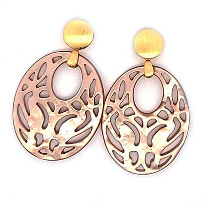 Ohrpendler Perlmutt Oval, beige  - 1