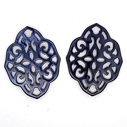 Ohrpendler Perlmutt Ornamental, dunkelblau  - 1