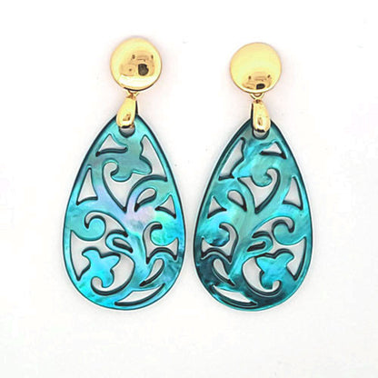 Ohrpendler Perlmutt Tropfen, türkis  - 1