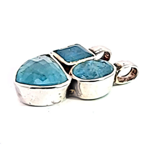 Aquamarin Design Anhänger facettiert  - 1