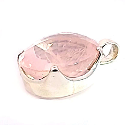 Rosenquarz Anhänger facettiert  - 2