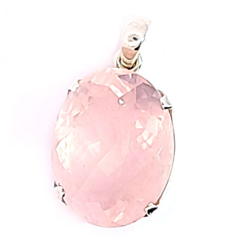 Rosenquarz Anhänger facettiert  - 1