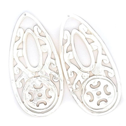 Ohrpendler Perlmutt Tropfen lang, weiß  - 1