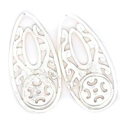 Ohrpendler Perlmutt Tropfen lang, weiß  - 1