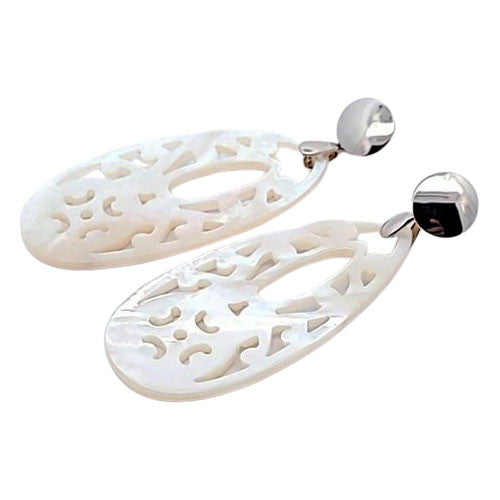 Ohrpendler Perlmutt Tropfen lang, weiß  - 4