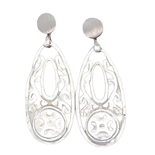 Ohrpendler Perlmutt Tropfen lang, weiß  - 1