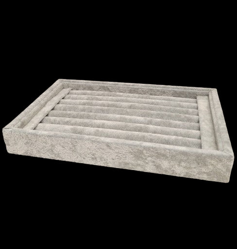 Dekoaufsteller für Ringe, Velourlederimitat grau  - 1