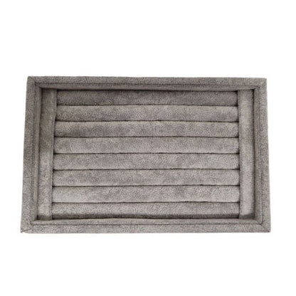 Dekoaufsteller für Ringe, Velourlederimitat grau  - 2