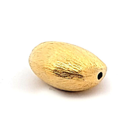 Oval flach tumble Silberperle satiniert vergoldet 15 x 18 mm  - 1