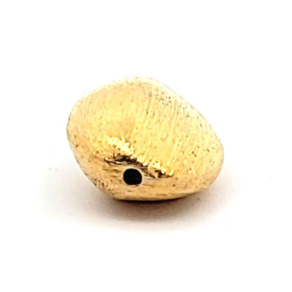 Oval flach tumble Silberperle satiniert vergoldet 15 x 18 mm  - 2